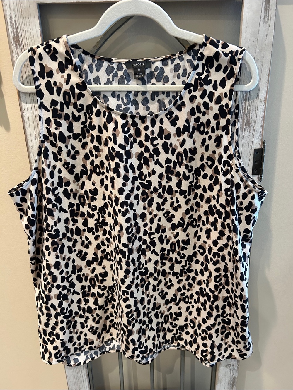 Halogen Leopard Print Sleeveless Camisole - Black & Cream